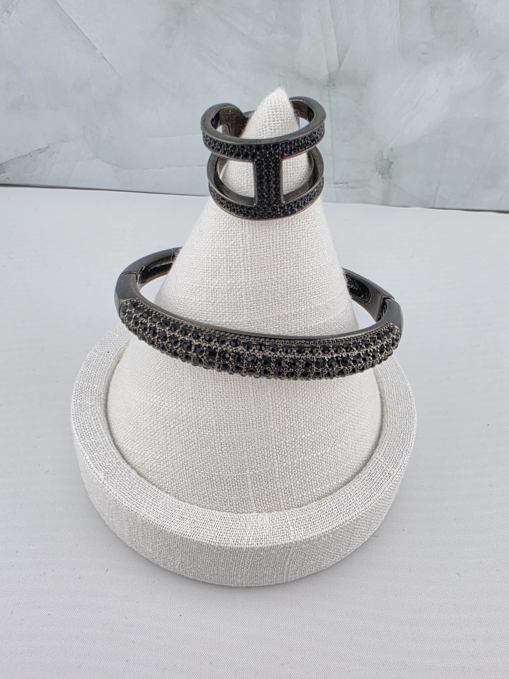 *Michael Kors* Black Crystal Pavé Bangle and Openwork Ring Set
